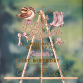 Pink Western First Rodeo Birthday Welcome Acryl Bord (Neutraal)