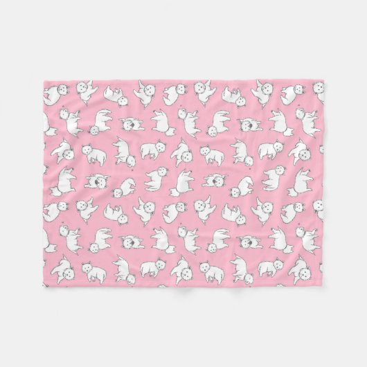 Pink Westies Fleece Blanket Deken (Voorkant (Horizontaal))