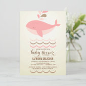 PINK WHALE BABY SHOWER INVITATIE KAART (Staand voorkant)