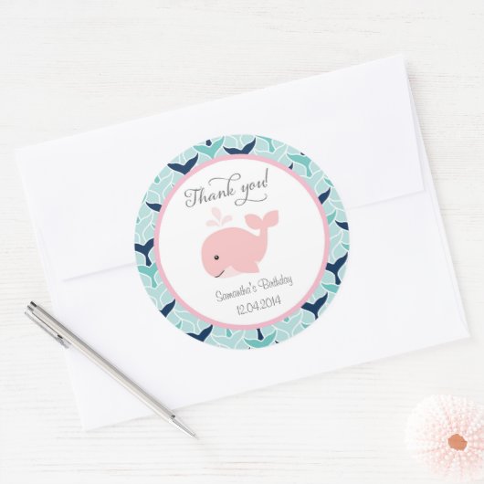 Pink Whale Birthday Sticker (Envelop)