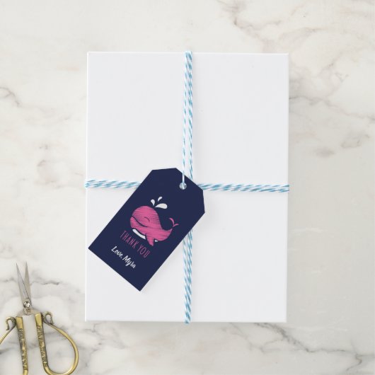 Pink Whale Gift Label Cadeaulabel (Met Touw)