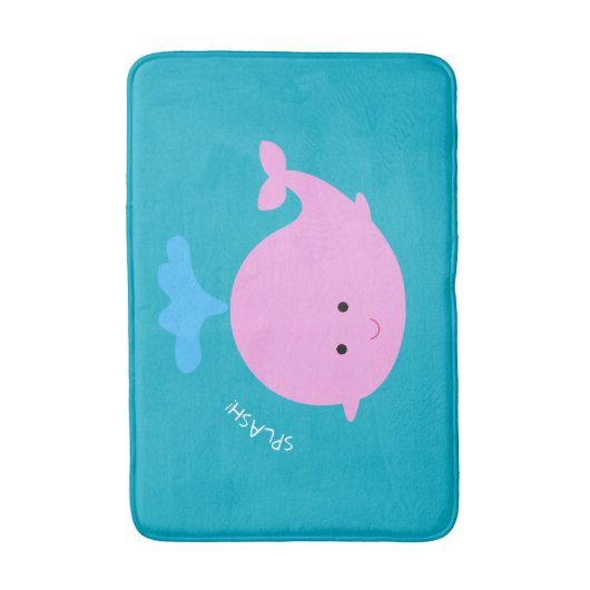 Pink Whale Graphic Bathmat Badmat (Voorkant Verticaal)