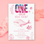 Pink Whale Oneder Het Zee 1e Verjaardag Kaart