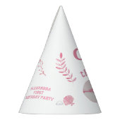 Pink Whale Oneder The Sea 1st Birthday  Feesthoedjes (Links)