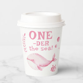 Pink Whale Oneder The Sea 1st Birthday  Papieren Bekers