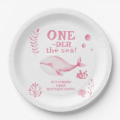Pink Whale Oneder The Sea 1st Birthday  Papieren Bordje (Voorkant)