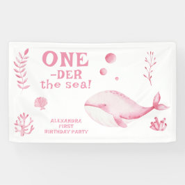 Pink Whale Oneder The Sea 1st Birthday  Spandoek