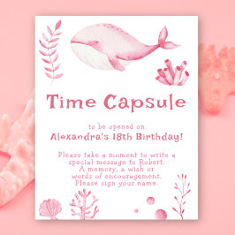 Pink Whale Time Capsule 1e verjaardag Poster