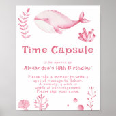 Pink Whale Time Capsule 1e verjaardag Poster (Voorkant)