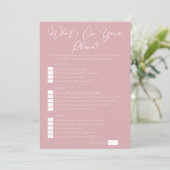 Pink What's On Your Phone Bridal Shower Download Kaart (Staand voorkant)