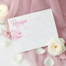 Pink Whimsical Bridal Shower Recipe Card