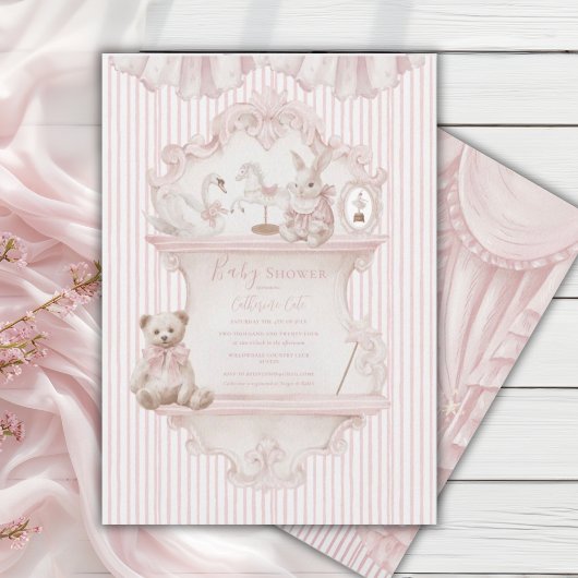 Pink Whimsical Elegant Baby Shower Kaart