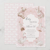 Pink Whimsical Elegant Vintage Baby Shower Kaart (Voorkant / Achterkant)
