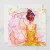 Pink Whimsical Fairy Girl Birthday Kaart (Voorkant)