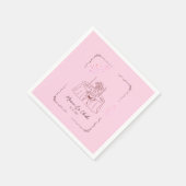 Pink Whimsical Hand Drawn Illustrated Wedding  Servet (Hoek)