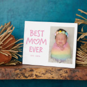 Pink Whimsical Heart Typography Best Mom Ever Fotoplaat (Zijkant)