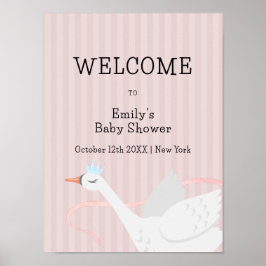 Pink Whimsical Princess Swan Baby shower Welkom Poster