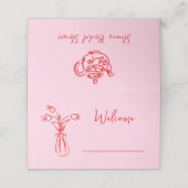 Pink Whimsical Scribble Doodle Vrijgezellenfeest Plaatskaartje (Buitenkant ongevouwen)