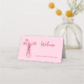 Pink Whimsical Scribble Doodle Vrijgezellenfeest Plaatskaartje (Voorkant)