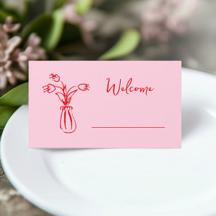 Pink Whimsical Scribble Doodle Vrijgezellenfeest Plaatskaartje