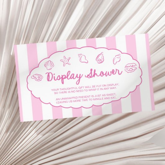 Pink Whimsical Seashell Baby Shower Display Shower Informatiekaartje