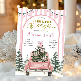 Pink Whimsical Stripes Merry Little Bridal Shower Kaart