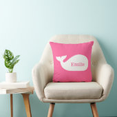 Pink Whimsical Whale gepersonaliseerde kinderkledi Kussen (Stoel)