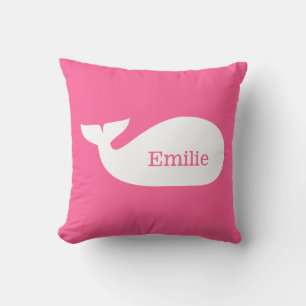 Pink Whimsical Whale gepersonaliseerde kinderkledi Kussen