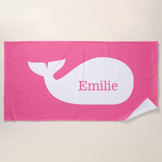 Pink Whimsical Whale gepersonaliseerde kinderkledi Strandlaken (Voorkant)
