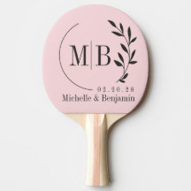 Pink Whisper and Black Leaf Wedding Monogram