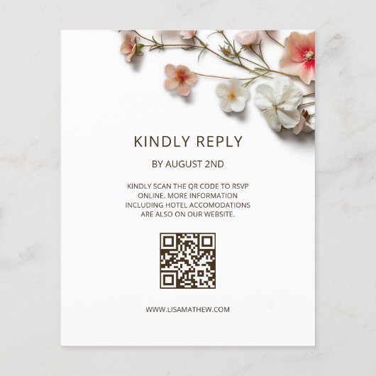 Pink White 3D Wildflowers BUDGET Wedding Flyer (Achterkant)