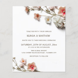 Pink White 3D Wildflowers BUDGET Wedding Flyer