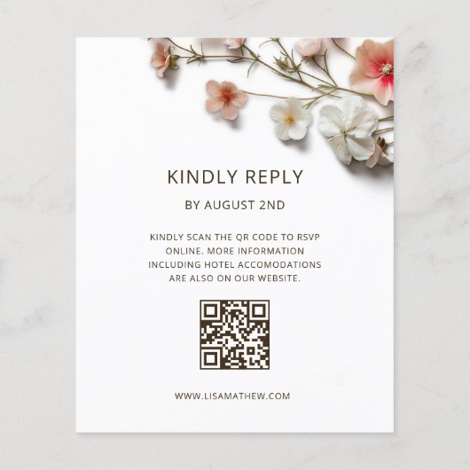 Pink White 3D Wildflowers BUDGET Wedding Flyer (Achterkant)