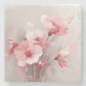 Pink, White, and Gray Foral Stenen Onderzetter (Voorkant)