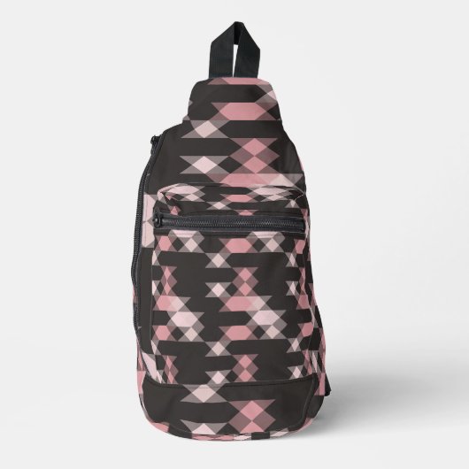 pink white and gray geometric sling bag (Voorkant)