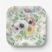 Pink, white and yellow anemones, paper plates. papieren bordje (Voorkant)