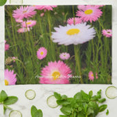 Pink + White Australian Native Meadow Flowers Theedoek (Gevouwen)