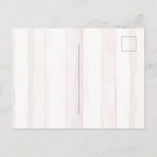 Pink White Beige Stripes Thinking of you Briefkaart (Achterkant)
