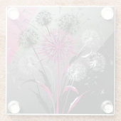 Pink, White Black Dandelions  Glazen Onderzetter (Achterkant)