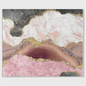 Pink White Black Mauve Gold Glitter Agate Marble Cadeaupapier (Vlak)