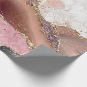 Pink White Black Mauve Gold Glitter Agate Marble Cadeaupapier (Hoek)