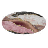Pink White Black Mauve Gold Glitter Agate Marble Snijplank (Hoek)