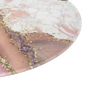 Pink White Black Mauve Gold Glitter Agate Marble Snijplank (Hoek)