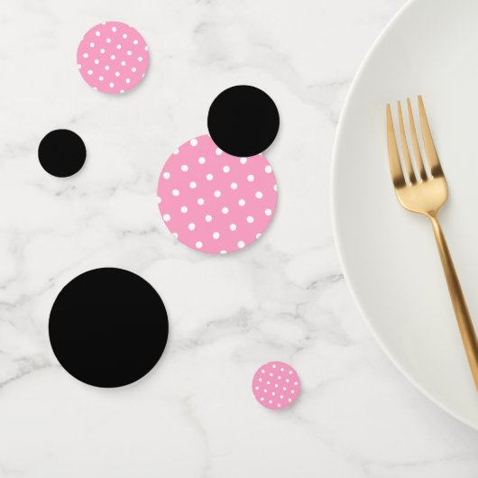 Pink White Black Polka Dots Birthday Party Confetti (Groep)