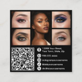 Pink White & Black Script Makeup Photo Personalize Vierkante Visitekaartje (Achterkant)