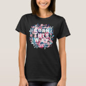 Pink White Blue Floral Trans Pride T-shirt (Voorkant)