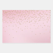 Pink White Bokeh Gold Glitter Confetti Christmas Inpakpapier Vel (Voorkant 3)