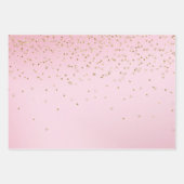 Pink White Bokeh Gold Glitter Confetti Christmas Inpakpapier Vel (Voorkant 2)