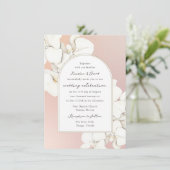 Pink White Botanical Orchid Floral Wedding Kaart (Staand voorkant)