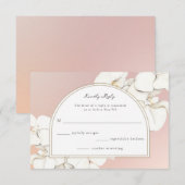 Pink White Botanical Orchid Floral Wedding RSVP Kaartje (Voorkant / Achterkant)